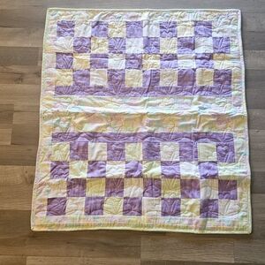 Patchwork Baby Blanket Quilt in Purple and Yellow